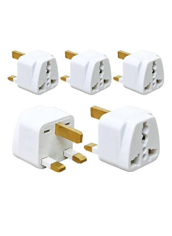 

Generic UK Plug Converter 3-Pin Travel Adaptor and Converter, 5 Pieces, White