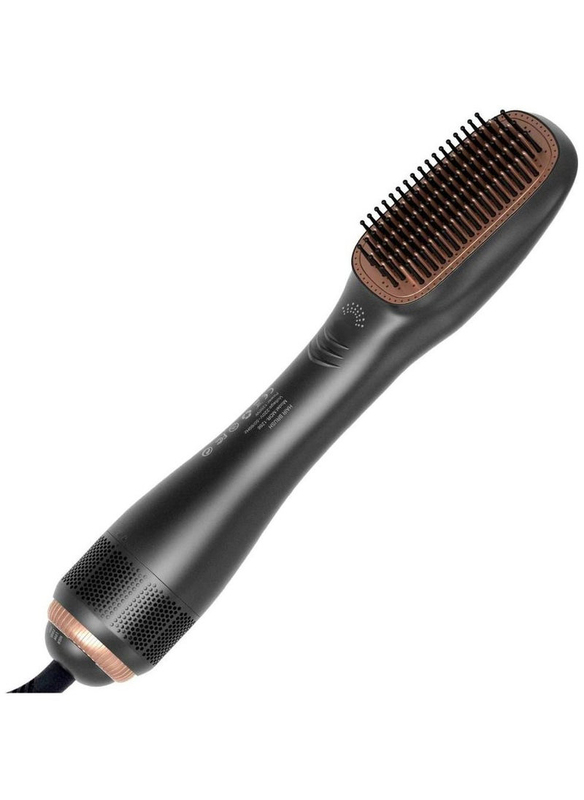 Xiuwoo 2-in-1 Professional Hair Dryer Negative Ion Blow Hair Straightening Hot Air Styling Comb, Black/Brown