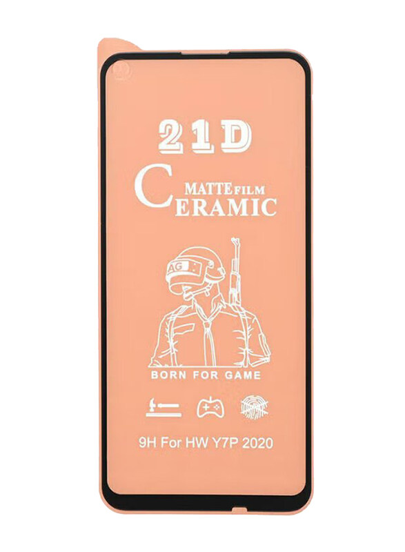 

Generic Huawei Y7 Prime 2020 Mobile Phone 21D Ceramic Matte Tempered Glass Screen Protector, Black/Clear