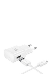 2 Pin Fast USB Travel Adapter With Micro Data Cable, White