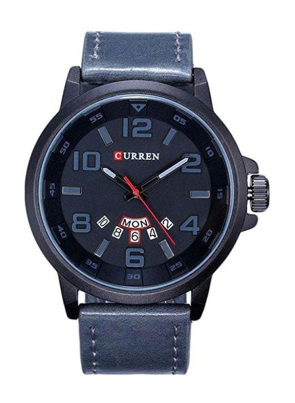 

Curren Analog Watch for Men with Leather Band, Water Resistant, WT-CU-8240-GY, Blue