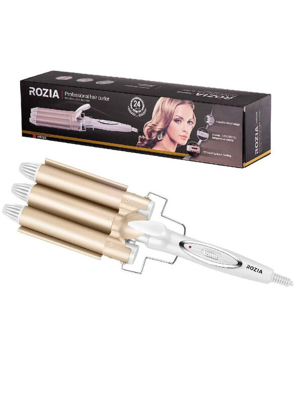 

Rozia Professional 3-Barrel Curling Iron with 2-speed Temperature Control Big Wave Perm Splint, HR722, Multicolour