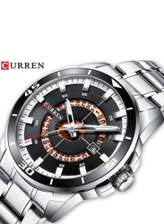 Curren Analog Watch for Unisex with Stainless Steel Band, Water Resistant, J4339SB, Silver-Black
