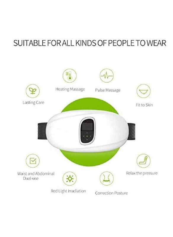

Generic Heating Massage Back Wrap Heated Massage Pad with Adjustable Belt for Pain Relief, Green/White