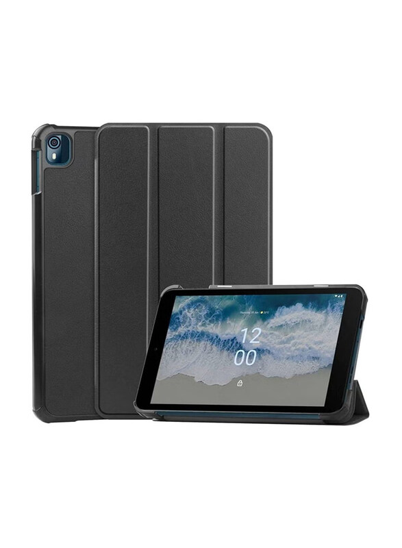 

Generic Nokia T10 Slim Protective Premium Leather Flip Trifold Stand Tablet Phone Case Cover, Black