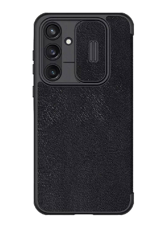 

Nillkin Samsung Galaxy A35 Protective Leather Qin Pro Book Mobile Phone Flip Case Cover With Slide Camera Protection, Black