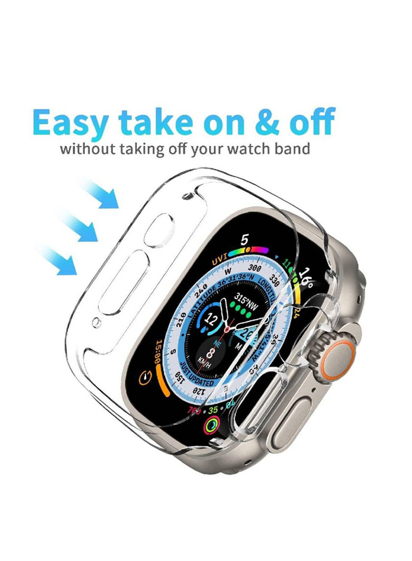 Hard PC Bumper Case All-Around Edge Shockproof Protective Cover Frame for Apple Watch Ultra 49mm, Clear