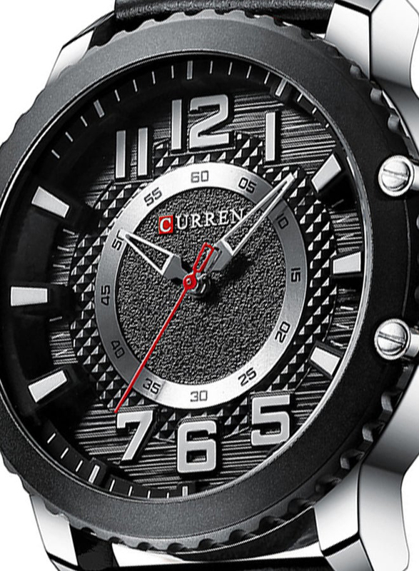 Curren Analog Watch for Men with Leather Band, Water Resistant, 8341-1, Black