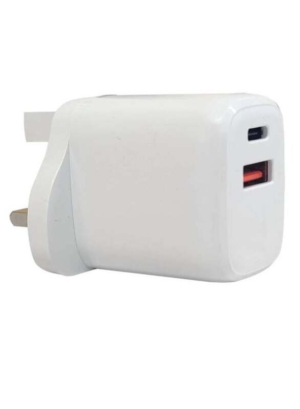 3-Pin 20W USB Type-C White Dual Output Fast Charging Power Adapter