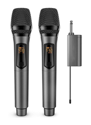 XiuWoo Wireless UHF Dual Portable Handheld Dynamic Karaoke Microphone with Rechargeable Receiver, 2 Piece, Black