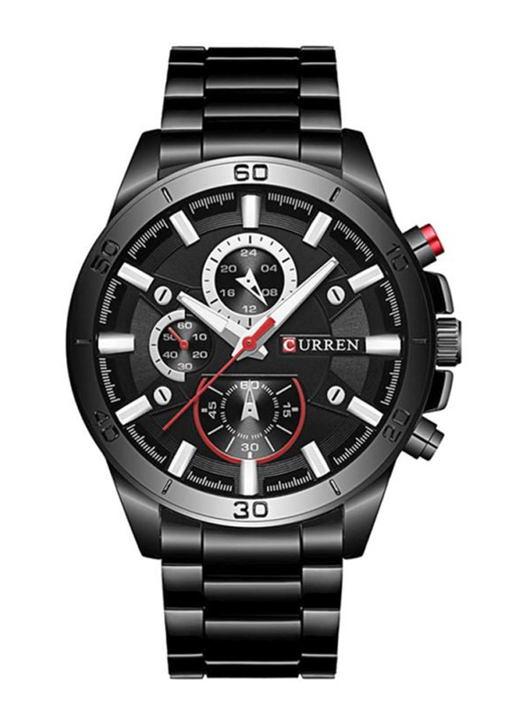Curren Analog Watch for Men with Stainless Steel Band, Chronograph, 2158241, Black