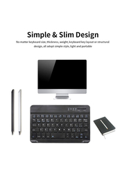 7" Wireless BT 3.0 Mini Ultra-slim English Keyboard for iOS Windows Android Systems Tablet Smartphone, Black