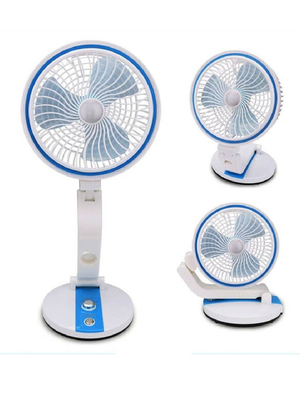 

XiuWoo LR-2018 Multifunction Folding USB Charging Fan with Light, White/Blue