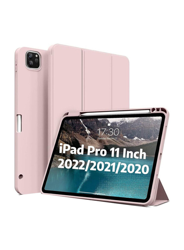 

Dux Ducis Apple iPad Pro 11-inch 2022/2021/2020 Protective Soft TPU Auto Wake & Sleep Smart Tablet Case Cover With Pen Holder, Pink