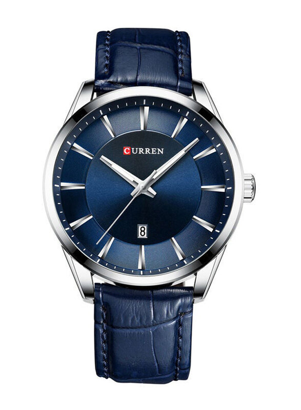 

Curren Analog Watch for Men with Leather Band, Blue