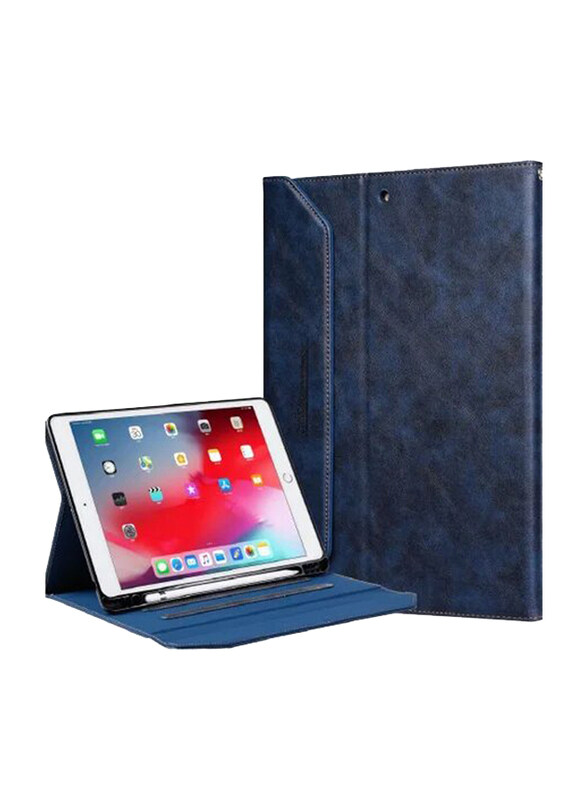 

Cat - Cot Apple iPad Pro 4 Gen 11 Inch 2022 Protective Premium PU Leather Stand Folio Tablet Flip Case with Strap And Pen Holder, Blue