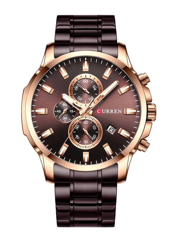 

Curren Analog Watch for Men with Stainless Steel Band, Chronograph, J4066K-KM, Brown