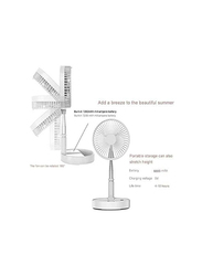 Portable Retractable Mini Desk Travel Standing Fan with Folding, Adjustable Height and USB Rechargeable Battery, White