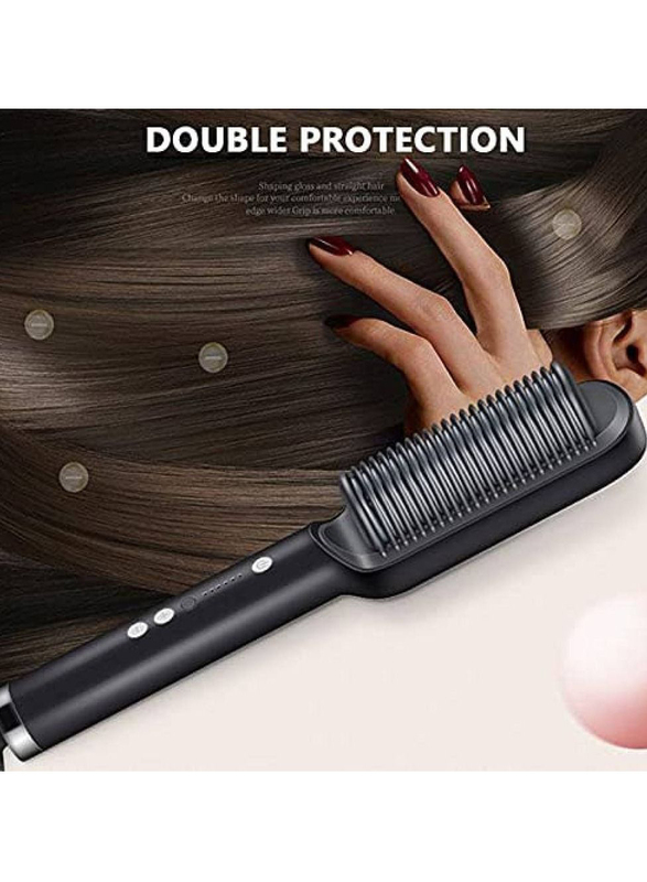 XiuWoo 2-in-1 Professional Electric Hair Straightener Brush, Black