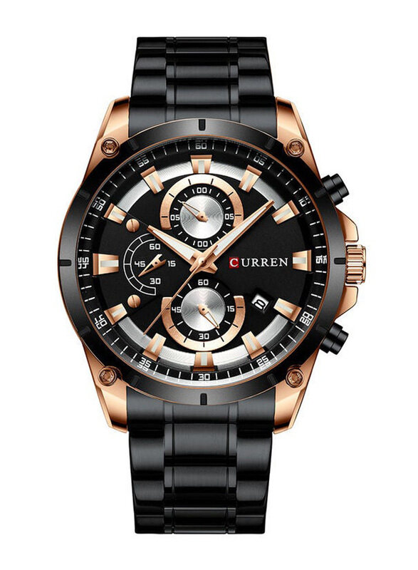 

Curren Analog Watch for Men with Stainless Steel Band, Chronograph, J4064RB-KM, Black