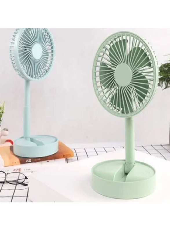 Mini Desk/Standing Travel Fan with USB Retractable Battery, Adjustable Folding Height, Suitable for Many Occasions, Light Green