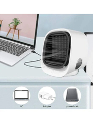 3-Speed Portable Air Conditioner Noiseless Mini Desktop USB Space Cooler, White/Black