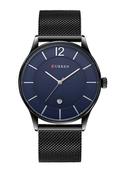 Curren Analog Watch for Men with Stainless Steel Band, Water Resistant, 8231, Black-Blue