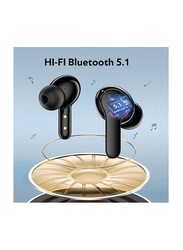True Wireless Bluetooth in-Ear Noise Cancelling Waterproof Headphone with Deep Bass Touch Control for Android & Apple iPhone, Black