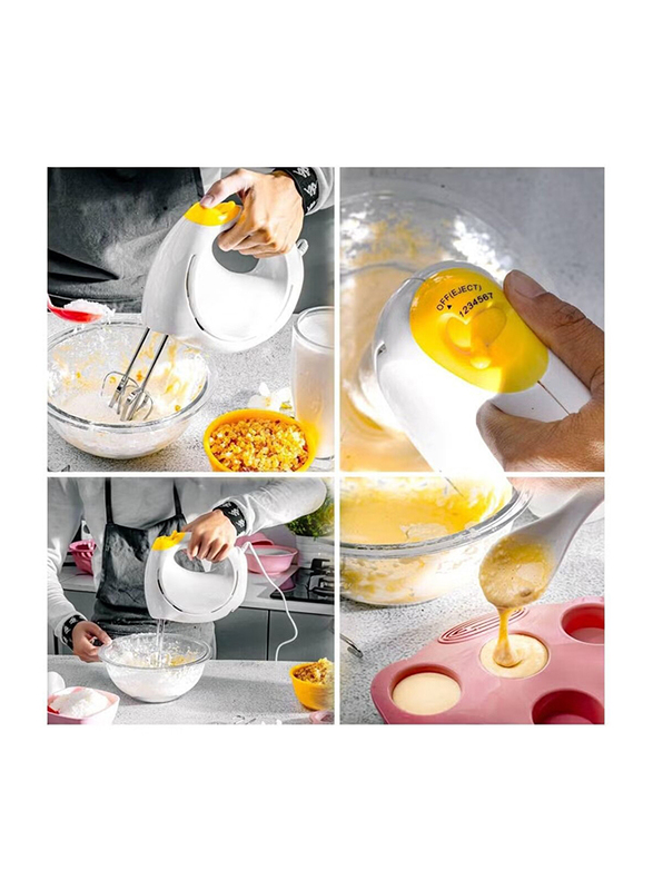 Professional Electric Handheld 7 Speed Function Food Collection Hand Mixer, 150W, White/Silver