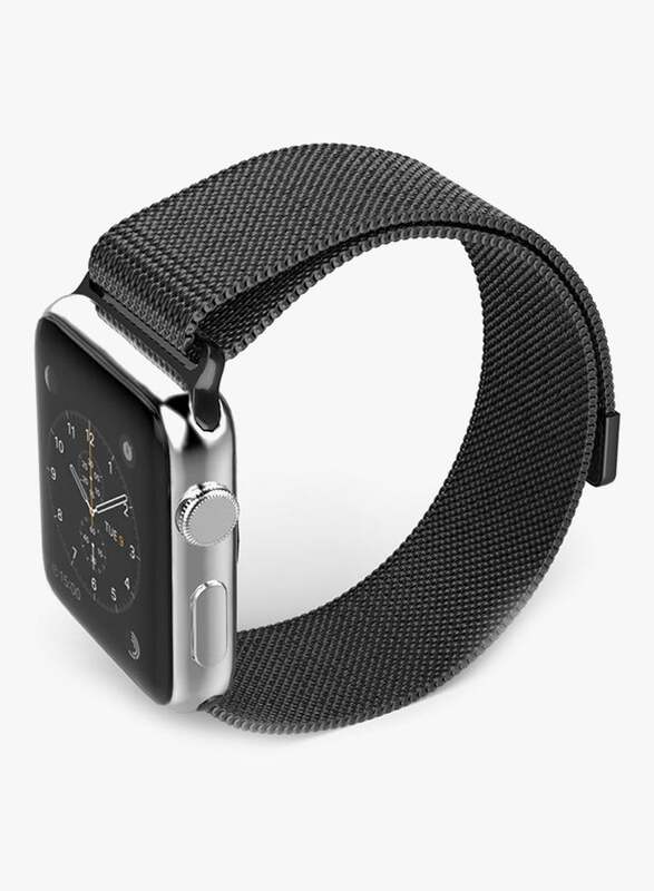 Milanese Stainless Steel Wrist Band For Apple Smart Watch 44 mm Black
