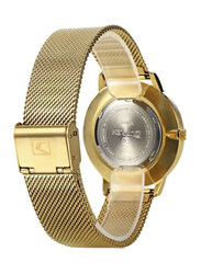 Curren Analog Watch for Women with Stainless Steel Band, Water Resistant, 9024A, Gold-White