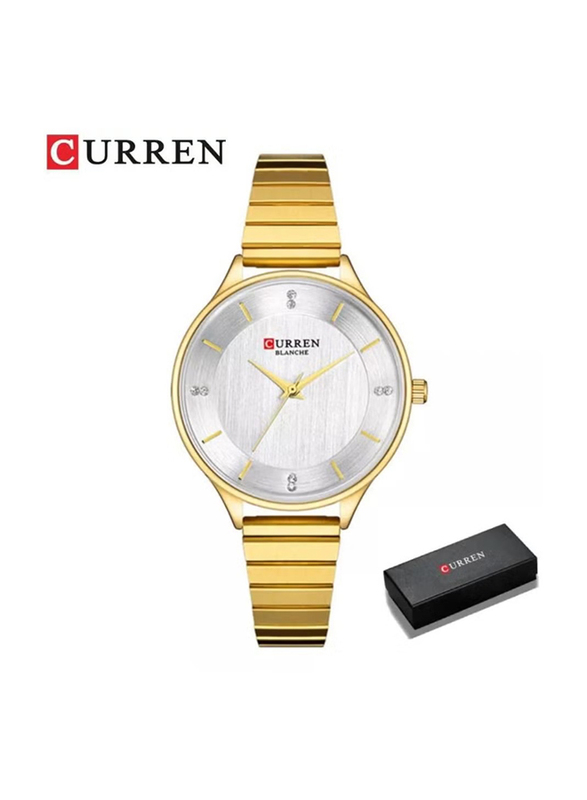Curren Analog Quartz Ladies Wrist Watch for Women with Stainless Steel Band, Water Resistant, 9041, Gold