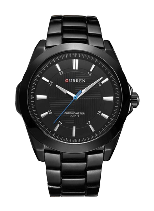 Curren Analog Watch for Men with Stainless Steel Band, Water Resistant, 8109HH, Black