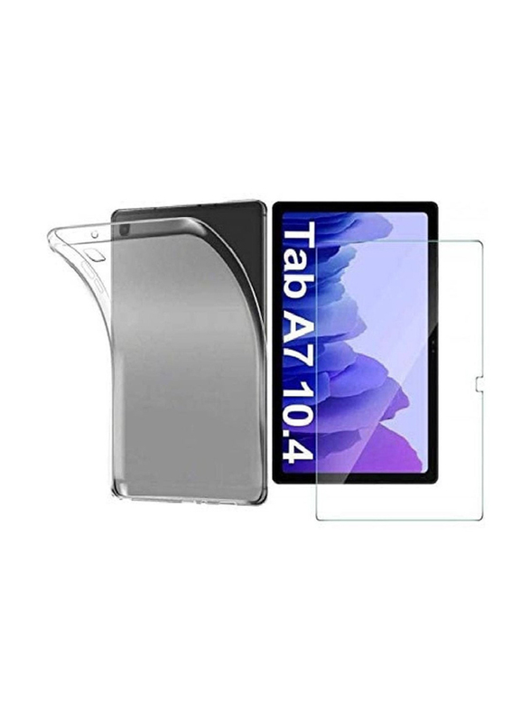 

Generic Samsung Galaxy Tab A7 10.4 2020 SM-T500/SM-T505 Soft Rubber TPU Silicone Tablet Case Cover and 9H Hardness Tempered Glass Screen Protector, 2 Pieces,