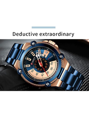 Curren Analog Watch for Men with Stainless Steel Band, 8345, Blue-Gold/Blue