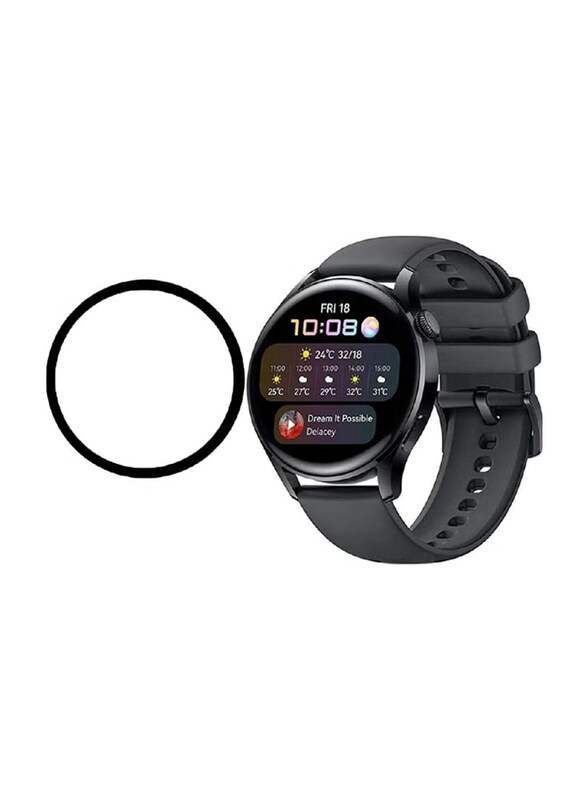 

Generic 3D Full Coverage HD Premium Real Screen Protector for Huawei Watch 3 Pro, Clear/Black