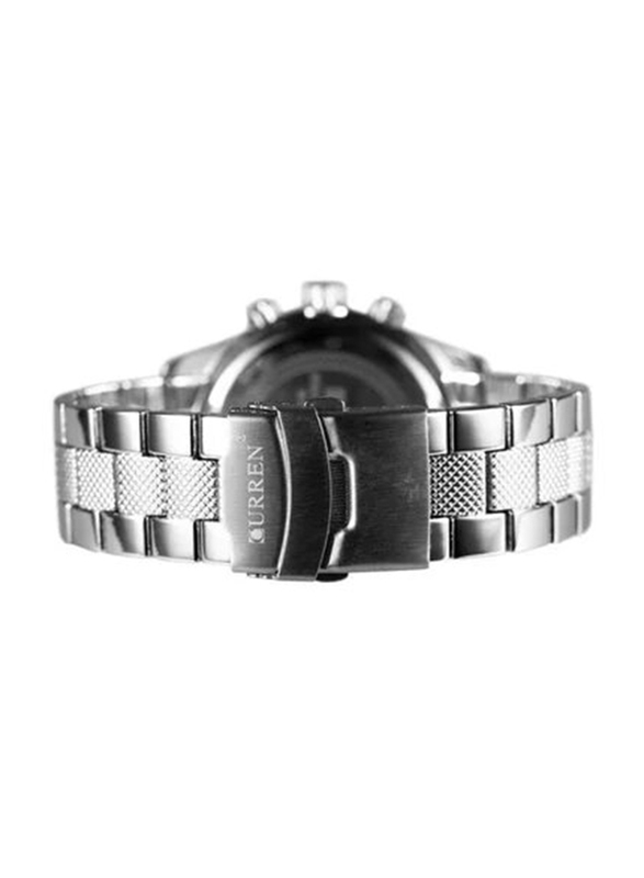 Curren Analog Watch for Men with Alloy Band, Water Resistant, 8028, Silver/Black