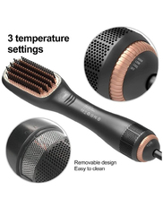 Arabest 3-in-1 Professional Hair Dryer Negative Ion Blow Hair Straightening Hot Air Electric Comb Brush, Black/Brown