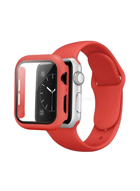 

Generic Silicone Smart Watch Band with Case Set For Apple Watch 45mm, 2 Pieces, Red