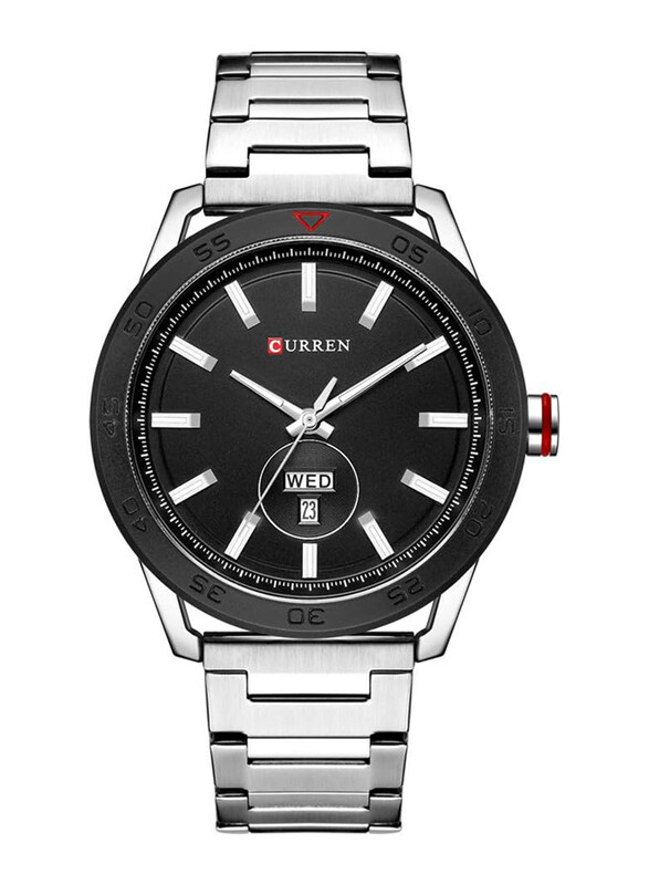 

Curren Analog Stylish Wrist Watch for Men with Stainless Steel Band, Water Resistant, 8331, Silver-Black