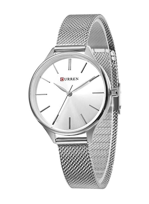 Curren Analog Watch for Women with Stainless Steel Band, Water Resistant, 9024, Silver