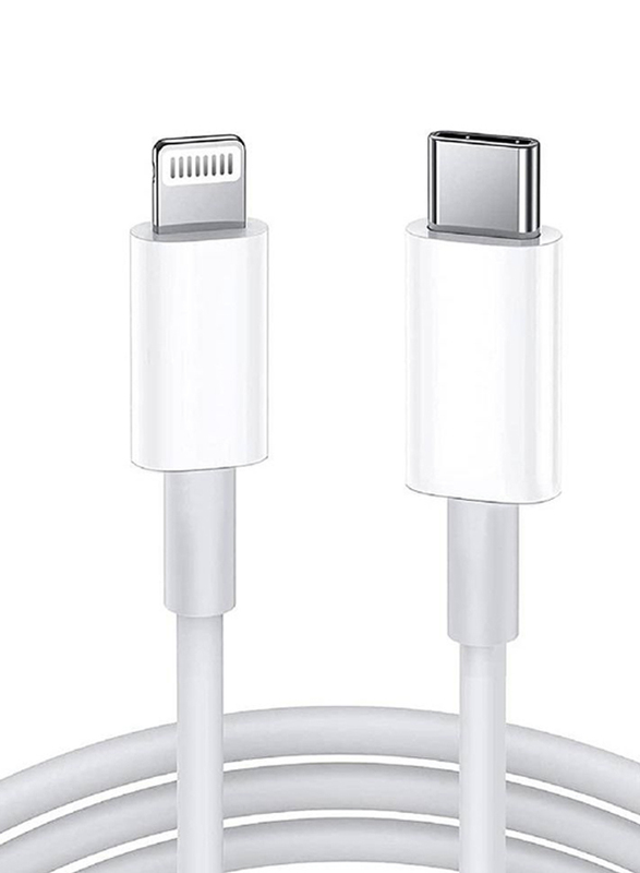2-Meters Lightning Cable, Lightning Male to USB Type-C Male Fast Charge & Sync for Apple iPhone, White