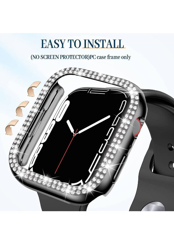 Bling Crystal Diamond Protective Bumper Frame Case for Apple iWatch 41mm, Black