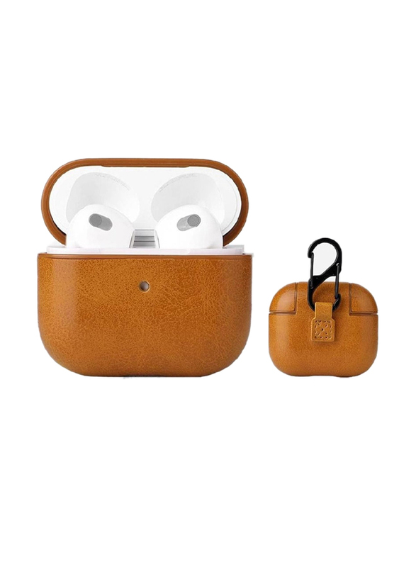 Gennext Leather Smooth Texture Protective Case Cover with Buckle For Apple AirPod 3, Brown