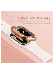 iWatch Protective PC Bling Cover Diamond Case Crystal Frame Case Cover For Women Girl Series 7 45mm, Silver/Rose Gold