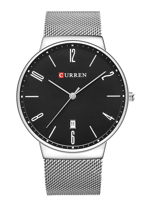 Curren Analog Watch for Men with Stainless Steel Band, Water Resistant, 652LM044 030, Black-Silver