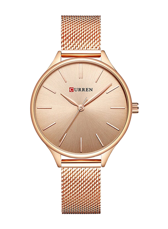 Curren Analog Watch for Women with Alloy Band, Water Resistant, 9024, Rose Gold