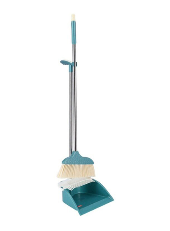 

Delcasa Plastic & Iron Stand Up Dust Pan with Broom Magic Combo Set for Home, Kitchen, Lobby & Floor Cleaning, Dc2007, Blue/White