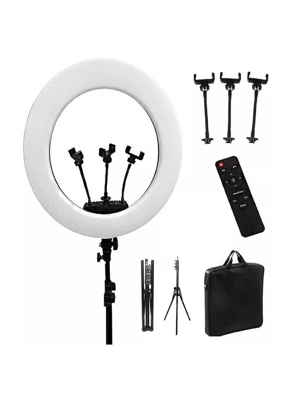21 Inch Selfie LED Photography Lighting Video Studio Ring Light, White/Black