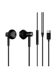 Wired Type-C Cable In-Ear Dual Unit Half Earphones with Mic, Black